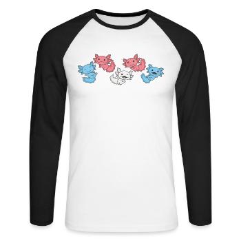 Drapeau transgenre Pride LGBTQ Axolotl - T-shirt baseball manches longues Homme - blanc/noir - Devant - Nik (191cm)