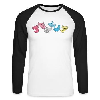 Genderflux Flag Pride LGBTQ Axolotl - T-shirt baseball manches longues Homme - blanc/noir - Devant - Nik (191cm)