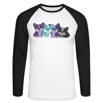 drapeau alexigenre corgi pride LGBTQ mignons chiens - T-shirt baseball manches longues Homme - blanc/noir - Devant - Nik (191cm)