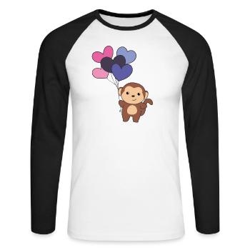 Omnisexuell Flagge Ballon Herzen Pride LGBTQ Affe - Unisex Baseballshirt langarm - Weiß/Schwarz - Vorne - Nik (191cm)