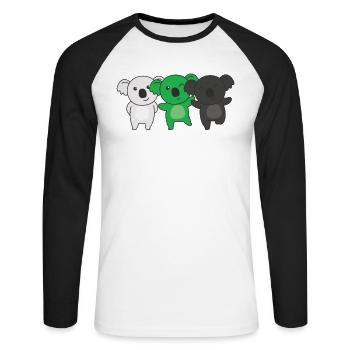 Neutrois Flag Pride LGBTQ Mignon Koala - T-shirt baseball manches longues Homme - blanc/noir - Devant - Nik (191cm)