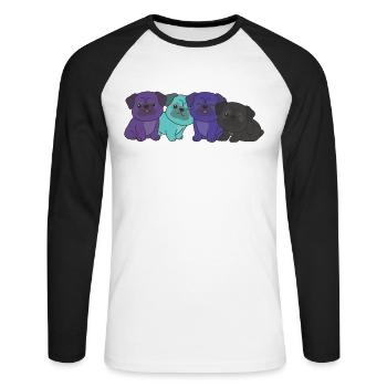 alexigender flag carlin pride LGBTQ mignons chiens - T-shirt baseball manches longues Homme - blanc/noir - Devant - Nik (191cm)