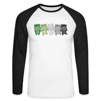 Aromantic Flag Pride LGBTQ süße Hippo - Unisex Baseballshirt langarm - Weiß/Schwarz - Vorne - Nik (191cm)