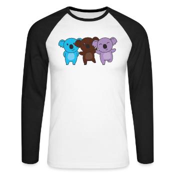 androsexual flag pride LGBTQ cute koala - Unisex Long Sleeve Baseball T-Shirt - white/black - Front - Nik (191cm)