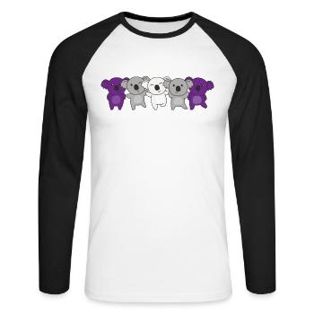 graysexual flag pride LGBTQ cute koala - Unisex Long Sleeve Baseball T-Shirt - white/black - Front - Nik (191cm)