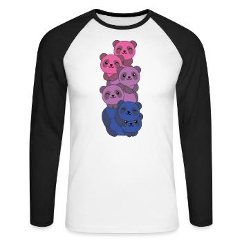 Bi Flag Pride LGBTQ Mignon Panda Bunch - T-shirt baseball manches longues Homme - blanc/noir - Devant - Nik (191cm)