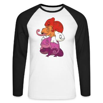 Lesbian Flag Pride LGBTQ Chameleon Bunch - T-shirt baseball manches longues Homme - blanc/noir - Devant - Nik (191cm)