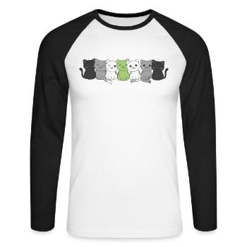 Ordre du jour Flag Non Binary Pride LGBTQ Mignon Chat - T-shirt baseball manches longues Homme - blanc/noir - Devant - Nik (191cm)