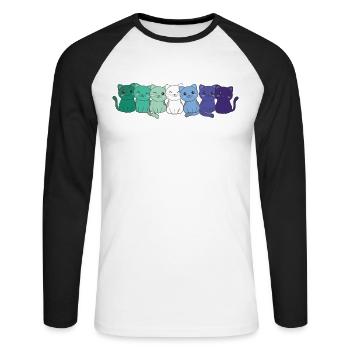Drapeau Gay Gay Pride LGBTQ Chats Mignon Chat - T-shirt baseball manches longues Homme - blanc/noir - Devant - Nik (191cm)