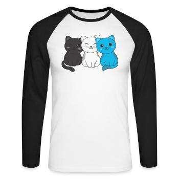 mascic flag pride LGBTQ cute cat pile - Unisex Long Sleeve Baseball T-Shirt - white/black - Front - Nik (191cm)
