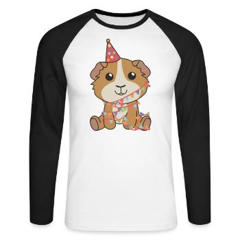 Cochons d’Inde pour leur anniversaire pour les enfants - T-shirt baseball manches longues Homme - blanc/noir - Devant - Nik (191cm)