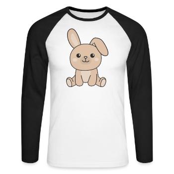 Lapin Lapin Mignon Animaux Lapin de Pâques - T-shirt baseball manches longues Homme - blanc/noir - Devant - Nik (191cm)