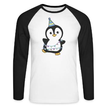Pingouin pour anniversaire pour les enfants un cadeau - T-shirt baseball manches longues Homme - blanc/noir - Devant - Nik (191cm)