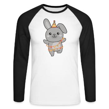 Lapin pour anniversaire un cadeau pour les enfants - T-shirt baseball manches longues Homme - blanc/noir - Devant - Nik (191cm)
