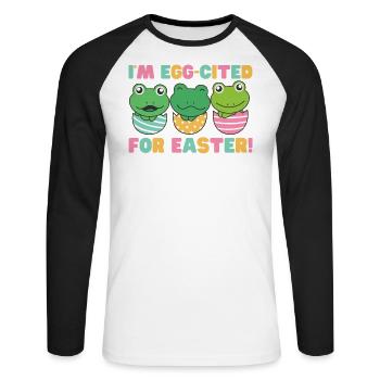 sweet frogs at Easter with Easter eggs frog - Unisex Long Sleeve Baseball T-Shirt - white/black - Front - Nik (191cm)