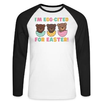cute bears at Easter with Easter eggs bear - Unisex Long Sleeve Baseball T-Shirt - white/black - Front - Nik (191cm)