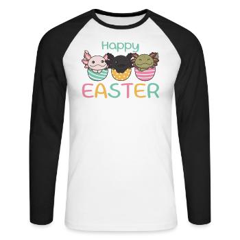 axolotls sucrés à Pâques avec œufs de Pâques axolotl - T-shirt baseball manches longues Homme - blanc/noir - Devant - Nik (191cm)