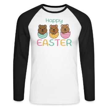 quokkas sucrés pour Pâques avec des œufs de Pâques quokka - T-shirt baseball manches longues Homme - blanc/noir - Devant - Nik (191cm)