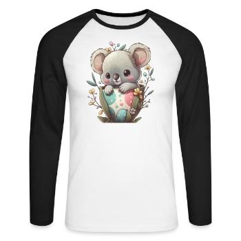 cute koalas for Easter with Easter eggs Koala - Unisex Long Sleeve Baseball T-Shirt - white/black - Front - Nik (191cm)