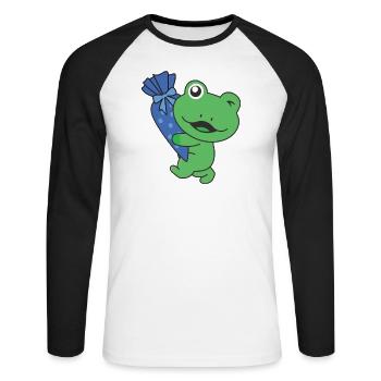 Bye bye Kindergarten Hello School Frog - T-shirt baseball manches longues Homme - blanc/noir - Devant - Nik (191cm)