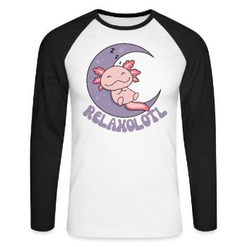 Relaxolotl Axolotl Lover Cute Animals Relax - Unisex Long Sleeve Baseball T-Shirt - white/black - Front - Nik (191cm)