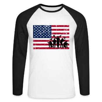 Willkommen zu Hause, mein Mann, mein Soldat, mein Held - Unisex Baseballshirt langarm - Weiß/Schwarz - Vorne - Nik (191cm)
