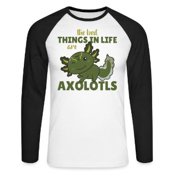 the best things in life are Axolotls süße Axololt - Unisex Long Sleeve Baseball T-Shirt - white/black - Front - Nik (191cm)
