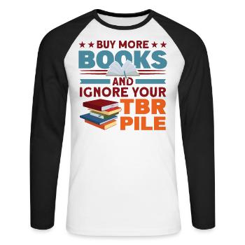 Book lover design with books for literature - Unisex Long Sleeve Baseball T-Shirt - white/black - Front - Nik (191cm)