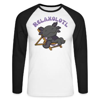 Relaxolotl Axolotl lovers sweet animals relax - Unisex Long Sleeve Baseball T-Shirt - white/black - Front - Nik (191cm)