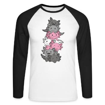 Demigirl Flag Gay Pride LGBTQ Axolotl - Unisex Long Sleeve Baseball T-Shirt - white/black - Front - Nik (191cm)