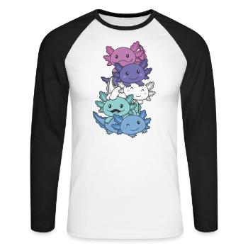 Spectrasexuell Flag Pride LGBTQ süßer Axolotl - Unisex Baseballshirt langarm - Weiß/Schwarz - Vorne - Nik (191cm)