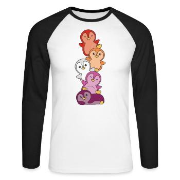 Lesbian Flag Pride LGBTQ Cute Penguin - T-shirt baseball manches longues Homme - blanc/noir - Devant - Nik (191cm)