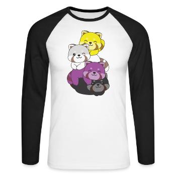 Nonbinary Flag Pride LGBTQ Cute Red Panda - Unisex Long Sleeve Baseball T-Shirt - white/black - Front - Nik (191cm)