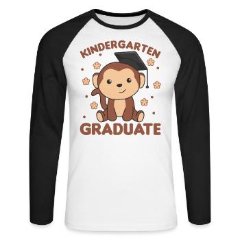 Kids Kindergarten graduate Affe Graduation - Unisex Baseballshirt langarm - Weiß/Schwarz - Vorne - Nik (191cm)