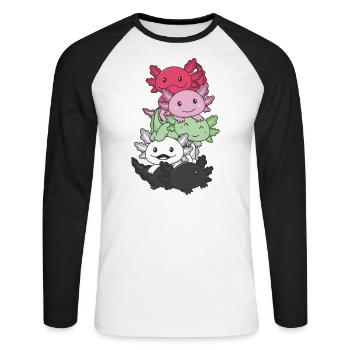 Drapeau réciproque Fierté LGBTQ Mignon Axolotl - T-shirt baseball manches longues Homme - blanc/noir - Devant - Nik (191cm)