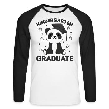 Kids Kindergarten graduate Panda Graduation - Unisex Baseballshirt langarm - Weiß/Schwarz - Vorne - Nik (191cm)