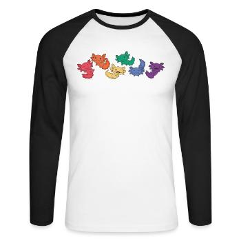 Regenbogen Axolotl Flag Pride LGBTQ süße Axolotls - Unisex Baseballshirt langarm - Weiß/Schwarz - Vorne - Nik (191cm)