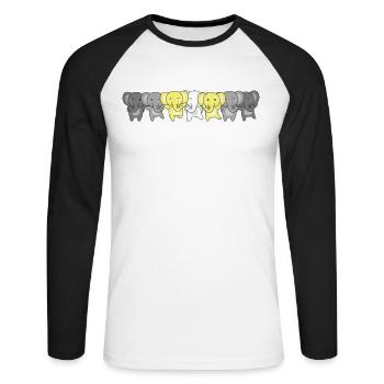 Demiping Flag Pride LGBTQ Cute Elephant - Unisex Long Sleeve Baseball T-Shirt - white/black - Front - Nik (191cm)
