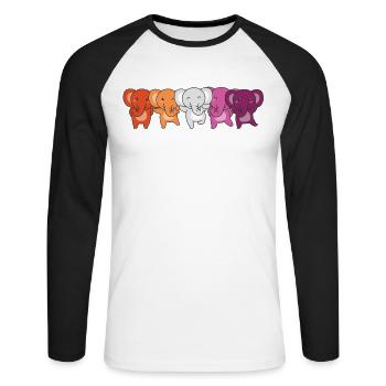 Lesbian Flag Pride LGBTQ Mignon éléphant - T-shirt baseball manches longues Homme - blanc/noir - Devant - Nik (191cm)
