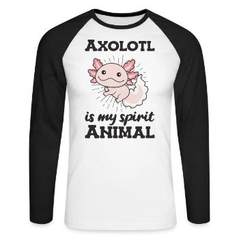 Axolotl est mon animal spirituel - süßer Axolotl - T-shirt baseball manches longues Homme - blanc/noir - Devant - Nik (191cm)