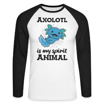 Axolotl est mon animal spirituel - süßer Axolotl - T-shirt baseball manches longues Homme - blanc/noir - Devant - Nik (191cm)