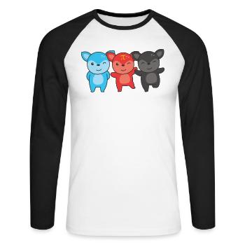 Polyamory Flag Gay Pride LGBTQ Reh - Unisex Baseballshirt langarm - Weiß/Schwarz - Vorne - Nik (191cm)
