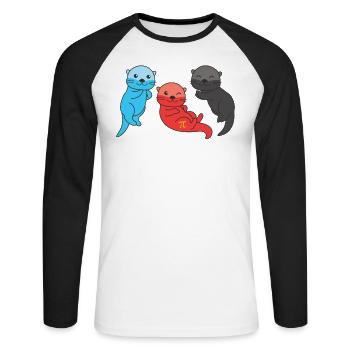 Polyamory Flag Gay Pride LGBTQ Otter - Unisex Baseballshirt langarm - Weiß/Schwarz - Vorne - Nik (191cm)