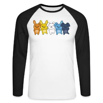 Aroace Flag Pride LGBTQ Cute Bunny - Unisex Long Sleeve Baseball T-Shirt - white/black - Front - Nik (191cm)