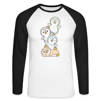 Unlabeld Flag Pride LGBTQ cute penguin - Unisex Long Sleeve Baseball T-Shirt - white/black - Front - Nik (191cm)