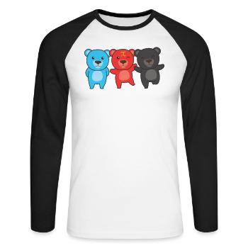 Polyamory Flag Gay Pride LGBTQ Bär - Unisex Baseballshirt langarm - Weiß/Schwarz - Vorne - Nik (191cm)