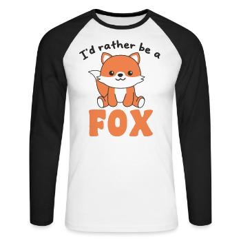 Ich wäre lieber eine Fuchs - süßer Fuchs - Unisex Baseballshirt langarm - Weiß/Schwarz - Vorne - Nik (191cm)
