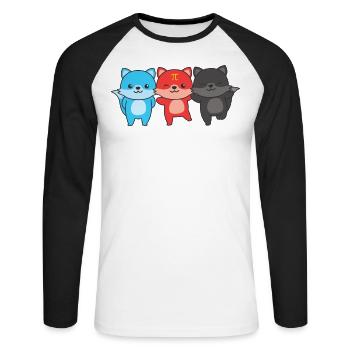 Polyamory Flag Gay Pride LGBTQ Fuchs - Unisex Baseballshirt langarm - Weiß/Schwarz - Vorne - Nik (191cm)