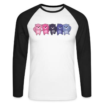 Omnisexuel Drapeau Fierté LGBTQ Castor mignon - T-shirt baseball manches longues Homme - blanc/noir - Devant - Nik (191cm)