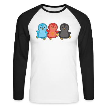 Polyamory Flag Gay Pride LGBTQ Pinguin - Unisex Baseballshirt langarm - Weiß/Schwarz - Vorne - Nik (191cm)